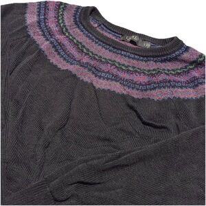 Lauren Ralph Lauren Women Fair Isle Cotton Blend Sweater Black Purple Large